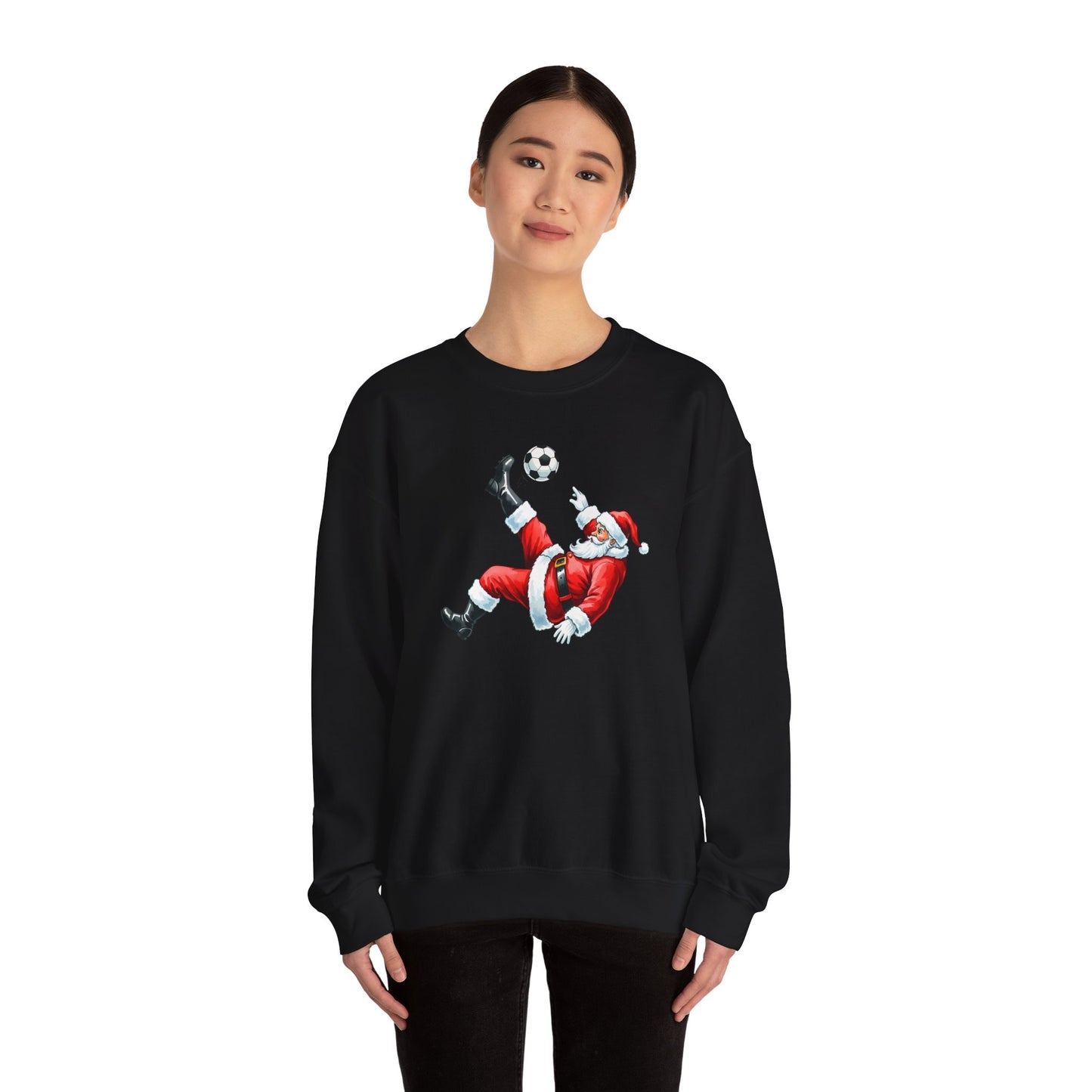 Festive Santa Soccer Crewneck Sweatshirt, Christmas Apparel, Winter Fashion, Holiday Gifts, Sports Lover, Cute Santa Design
