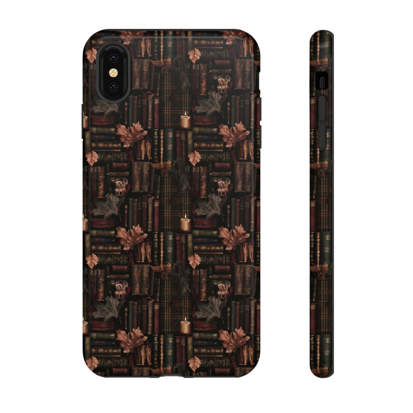 Gothic Phone Case Dark Academia Literary iPhone Samsung Cover with Books & Flowers, Phone case