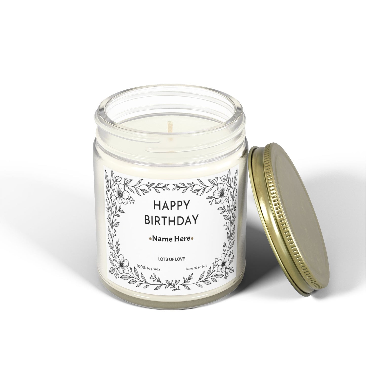 Personalised Birthday Scented Candle, Custom Birthday Gift, Candle Gift with Name for Her Friend Sister Mum Nanny Add Your Custom Text