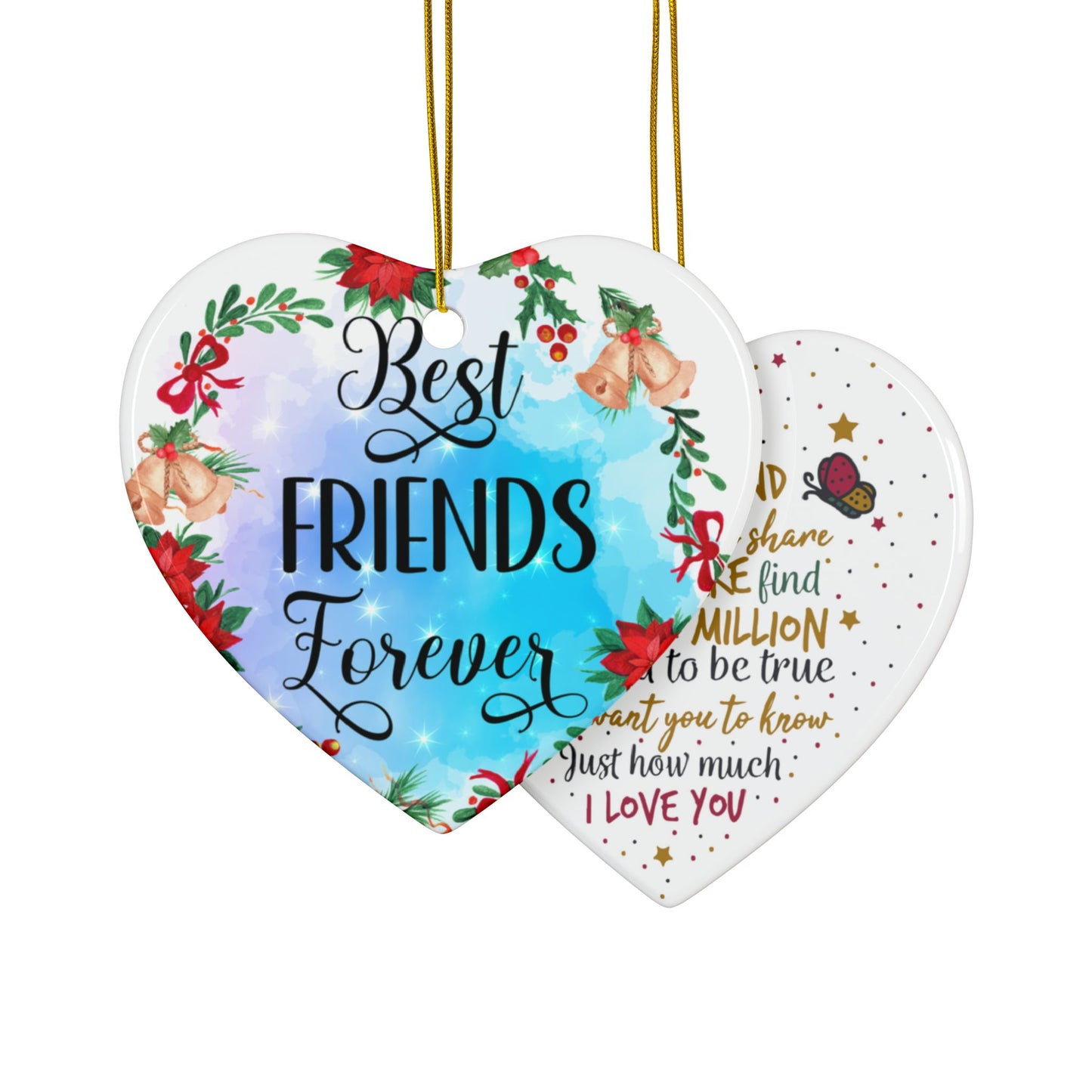 Best Friends Forever Heart Ornament  Friendship Christmas Gift, Cute BFF Keepsake, Holiday Tree Decoration for Bestie, Holiday Gift Idea