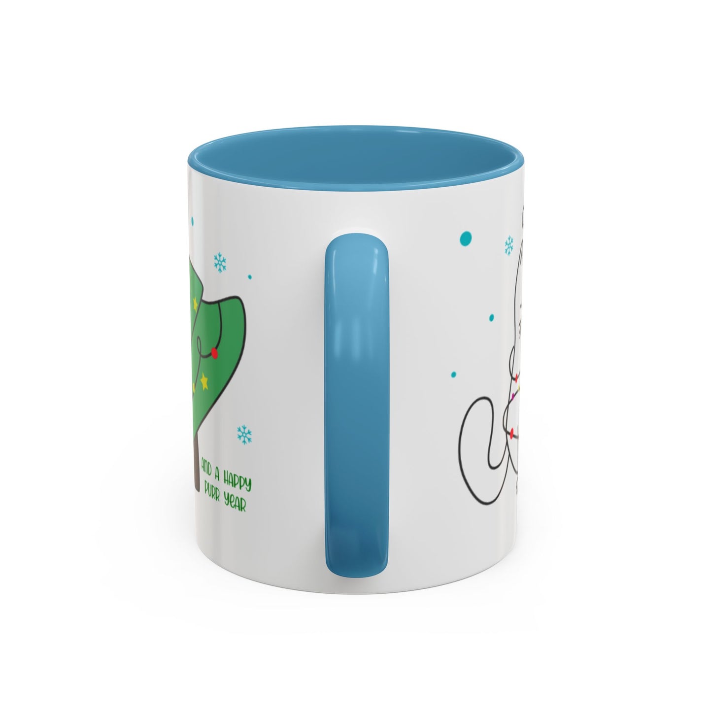 Personalized Meowy Christmas Accent Mug, Funny Holiday Coffee Cup, Cat Lover Gift, Festive Drinkware, Christmas Decor, Personalized Mug