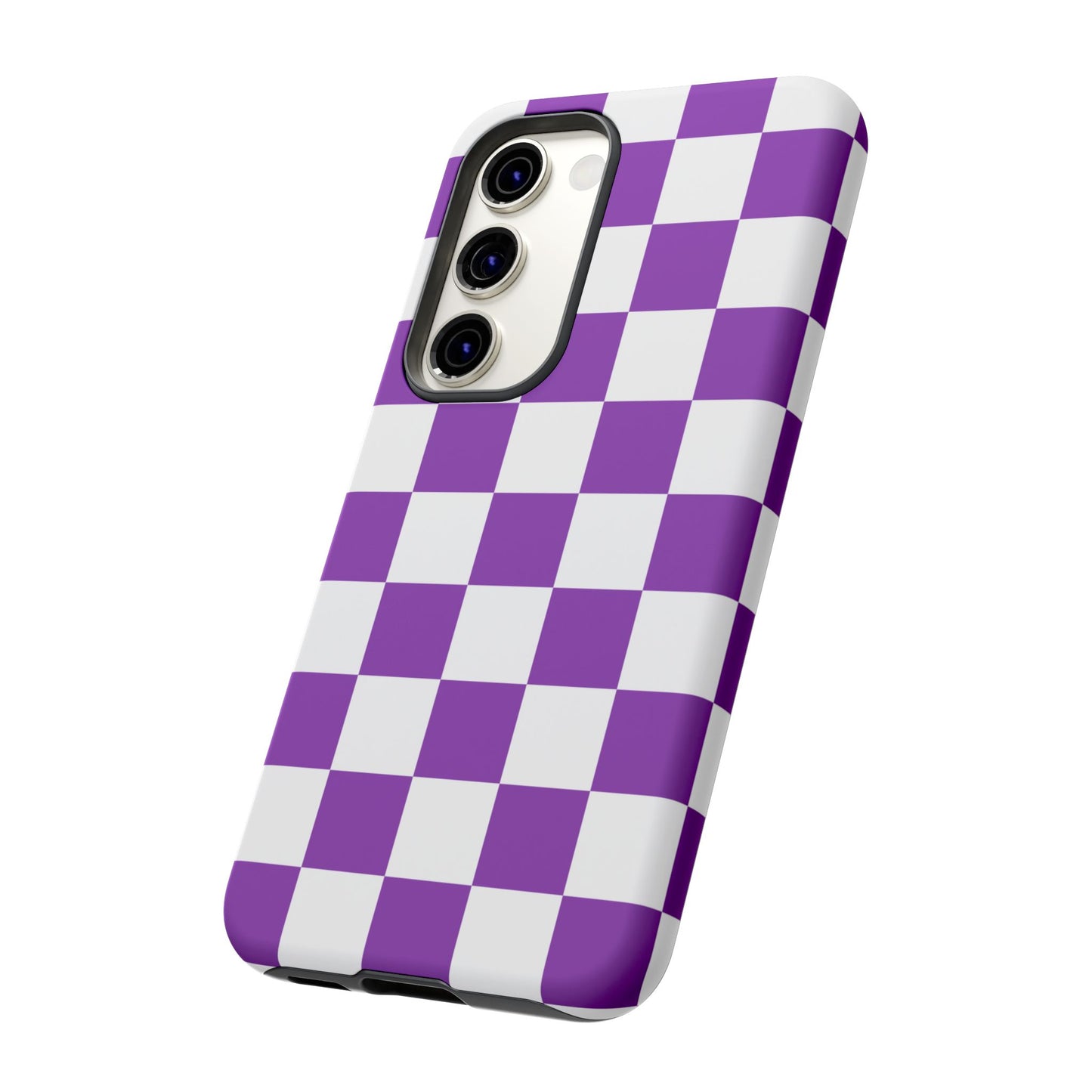 Purple Checkered Phone Case, Samsung Galaxy S25, S25 Plus, S24, S24 Plus, S24 Ultra, S23, S22, S22 Plus, S21 Ultra, S21 FE, S20+