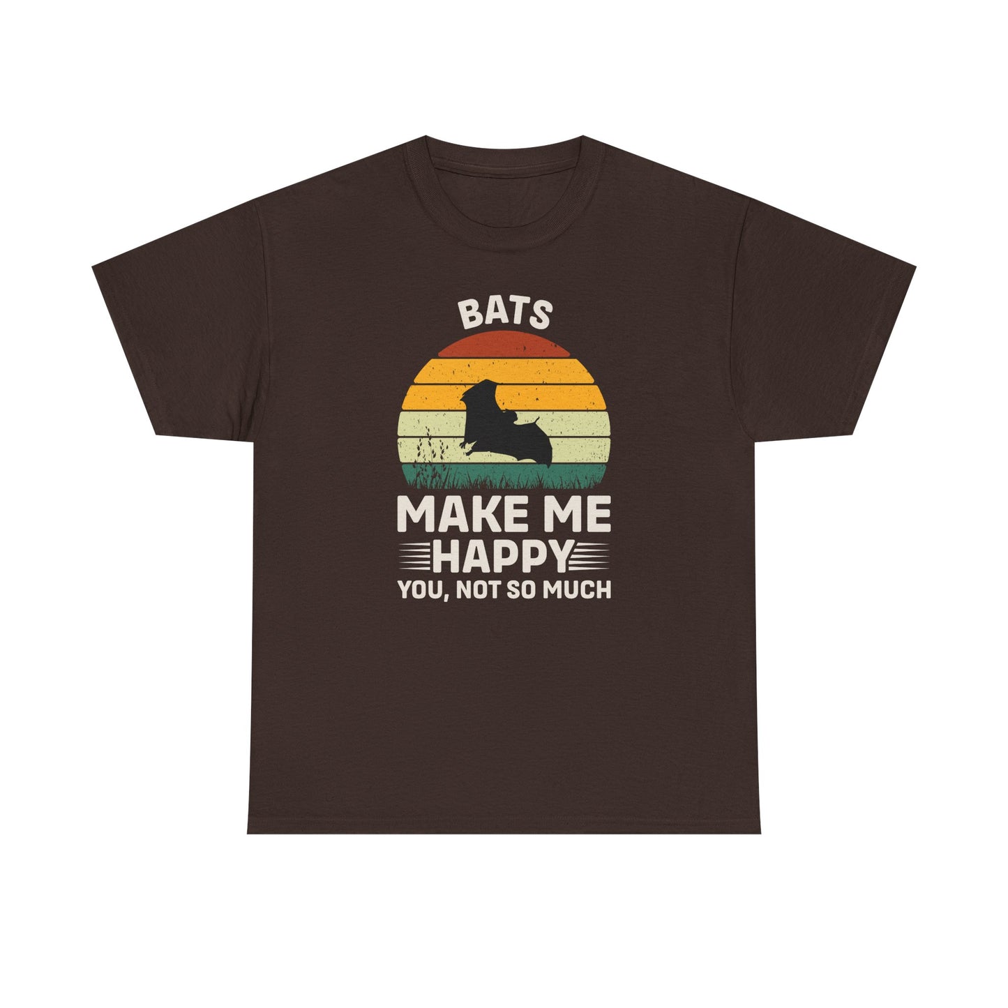 Bats Make Me Happy Unisex Heavy Cotton Tee, Funny Graphic Tee, Lovers Gift, Halloween Apparel, Everyday Casual Wear, Nature