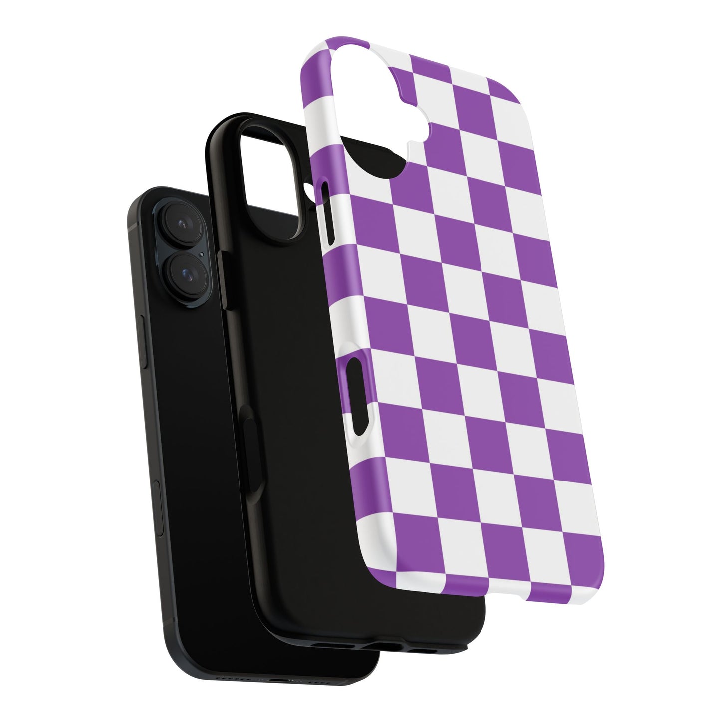 Purple Checkered Phone Case,  iPhone 17 Pro, 17, 16, 15, 14, 13, 12, 11, X, XR, XS MAX, Trendy Gift for Friends, Accessory for Occasions