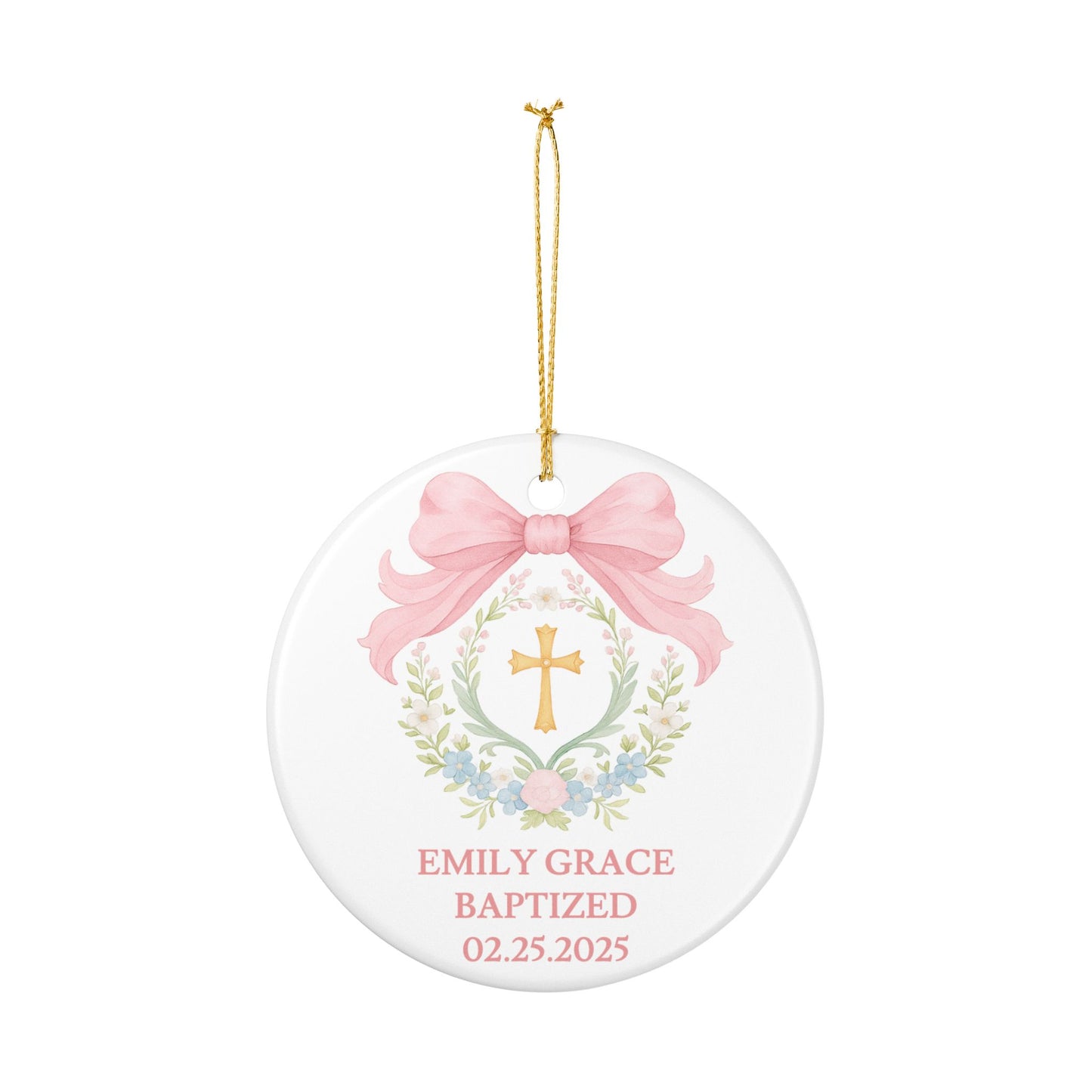 Personalized Girls Baptism Ornament Custom Christening Ornament Baptized Ornament First Communion Gift Baptism Gift Christmas Baby Girl Gift
