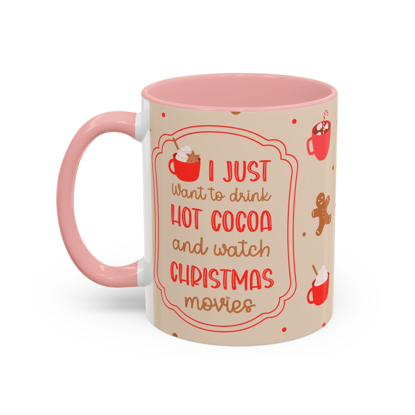 Festive Accent Coffee Mug, Holiday Gift, Hot Chocolate Lover, Christmas Decor, Winter Vibes, Cozy Mugs, Gift for her