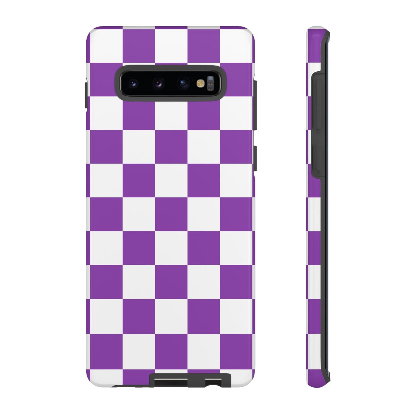 Purple Checkered Phone Case, Samsung Galaxy S25, S25 Plus, S24, S24 Plus, S24 Ultra, S23, S22, S22 Plus, S21 Ultra, S21 FE, S20+