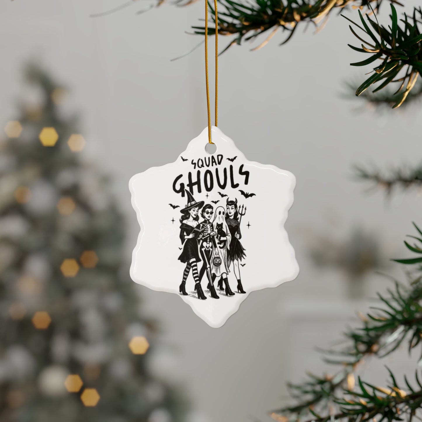 Personalized Squad Ghouls Halloween Ornaments, Double Sided Ceramic Ornament, Fall Decor, Halloween Gifts, Party Favors