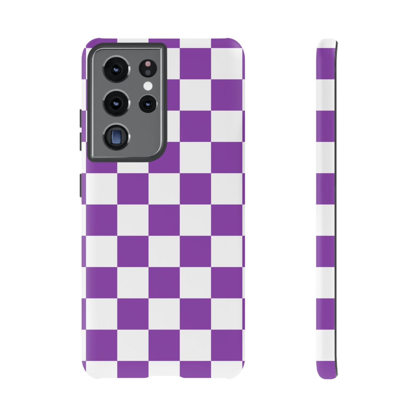 Purple Checkered Phone Case, Samsung Galaxy S25, S25 Plus, S24, S24 Plus, S24 Ultra, S23, S22, S22 Plus, S21 Ultra, S21 FE, S20+