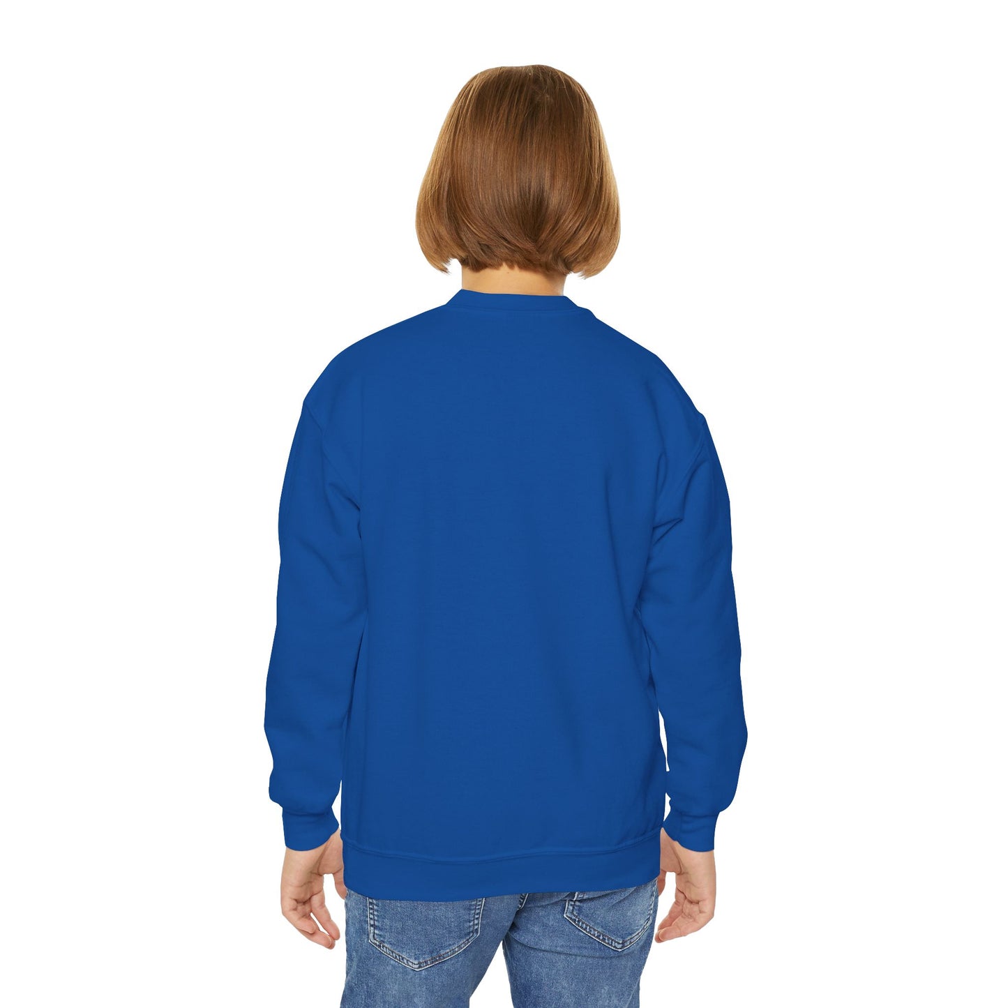 Festive Youth Crewneck Sweatshirt with Christmas Reindeer and Santa Hat, Holiday Gift for Kids, Winter Wear, Cozy Sweater, Christmas Apparel