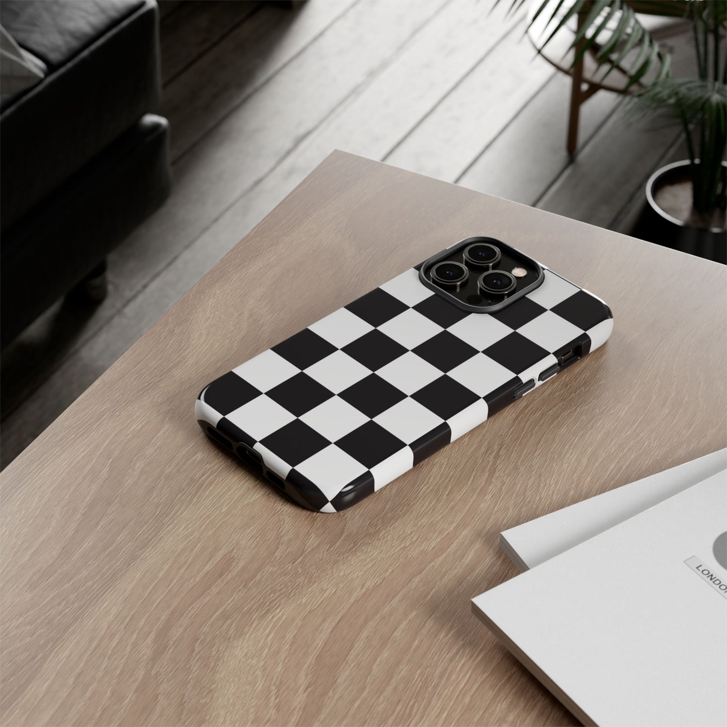 Black and White Checker iPhone Case, Stylish iPhone Cover for Teens, Holiday Gift, Unique Mobile Accessories, Tough Protection