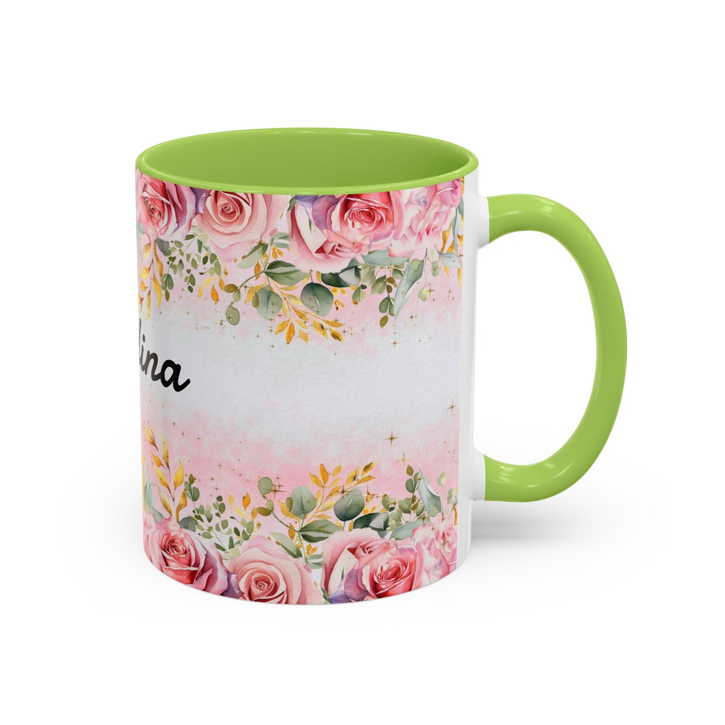 Personalized Floral Accent Coffee Mug, Custom Gift for Her, Birthday Mug, Floral Drinkware, Mother's Day Gift