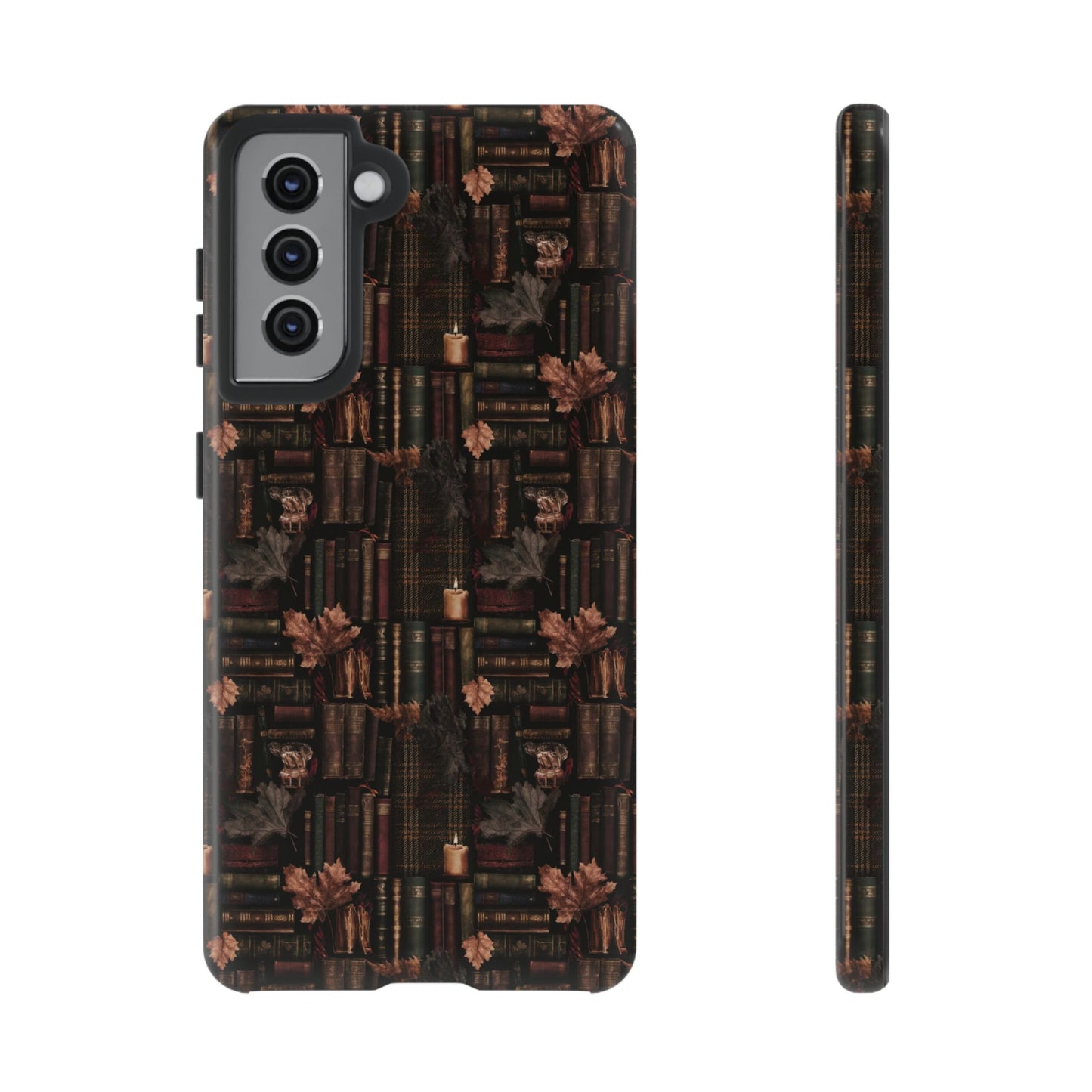 Gothic Phone Case Dark Academia Literary iPhone Samsung Cover with Books & Flowers, Phone case
