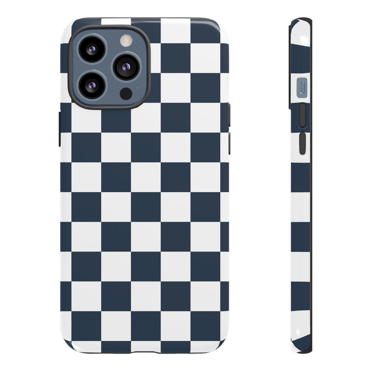 Navy Checkerboard Phone Case, iPhone 17 Pro, 17, 16, 15, 14, 13, 12, 11, X, XR, XS MAX, Tough Case for iPhone