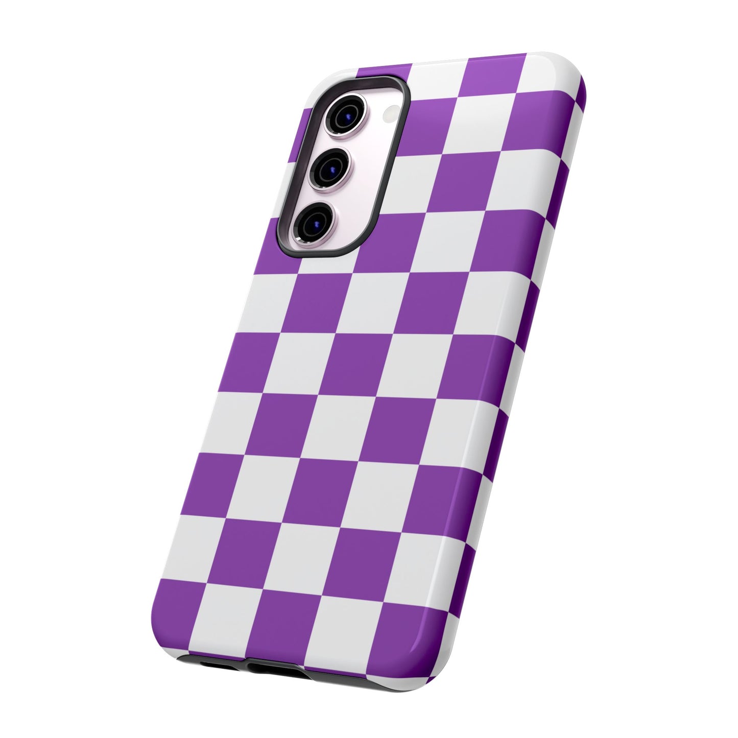 Purple Checkered Phone Case, Samsung Galaxy S25, S25 Plus, S24, S24 Plus, S24 Ultra, S23, S22, S22 Plus, S21 Ultra, S21 FE, S20+