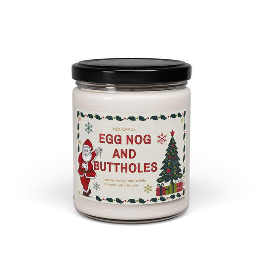 Egg Nog and Buttholes Candle Funny Christmas Candle Gift for Friends, Family Coworkers | Clean Burn, Long-Lasting, Hilarious Holiday Gift