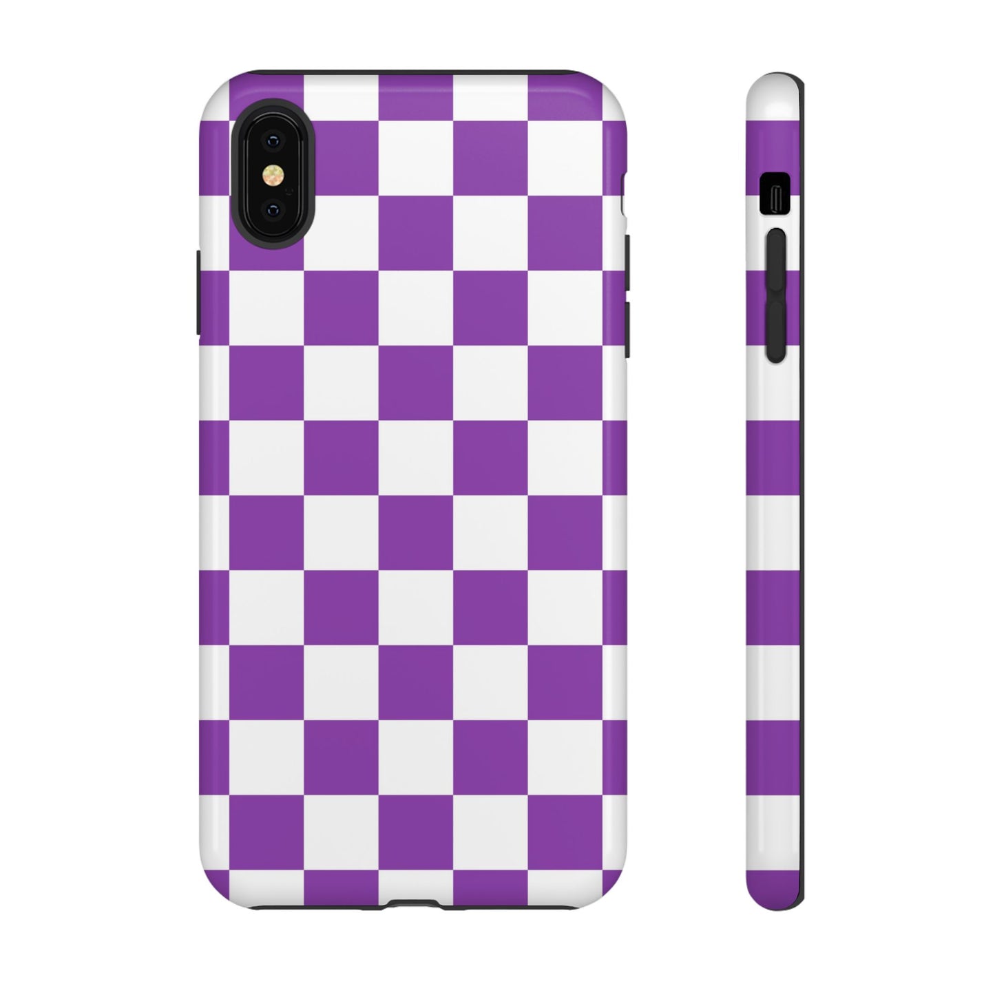 Purple Checkered Phone Case,  iPhone 17 Pro, 17, 16, 15, 14, 13, 12, 11, X, XR, XS MAX, Trendy Gift for Friends, Accessory for Occasions
