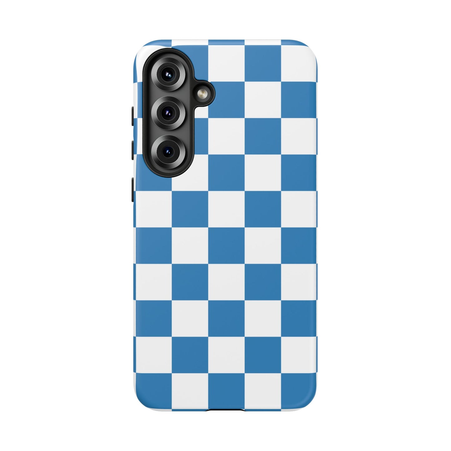 Blue Checkerboard Phone Case, Samsung Galaxy S25, S25 Plus, S24, S24 Plus, S24 Ultra, S23, S22, S22 Plus, S21 Ultra, S21 FE, S20+