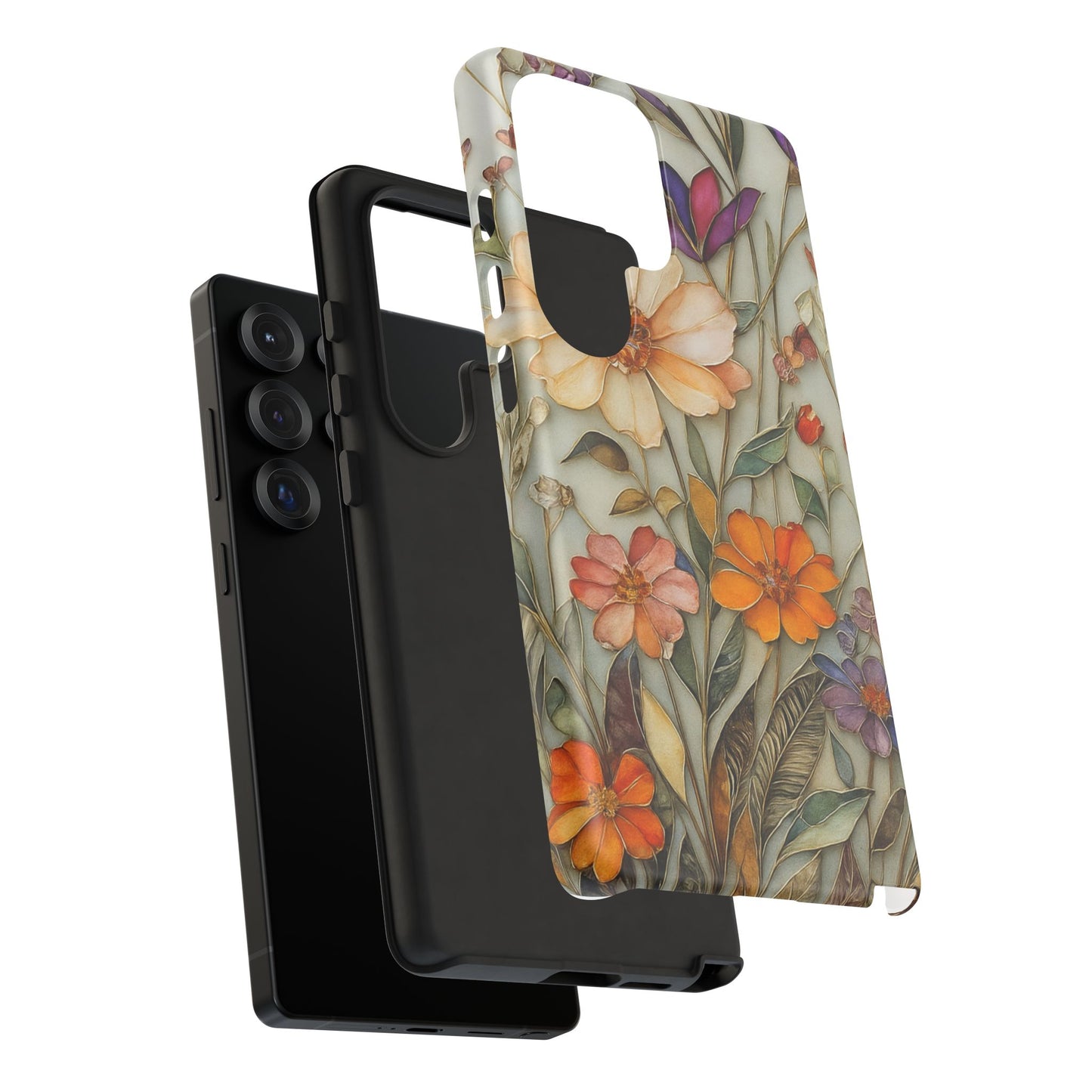 Phone case For iPhone & Samsung, Wildflower Mosaic MagSafe iPhone Case: Botanical Floral Design iPhone