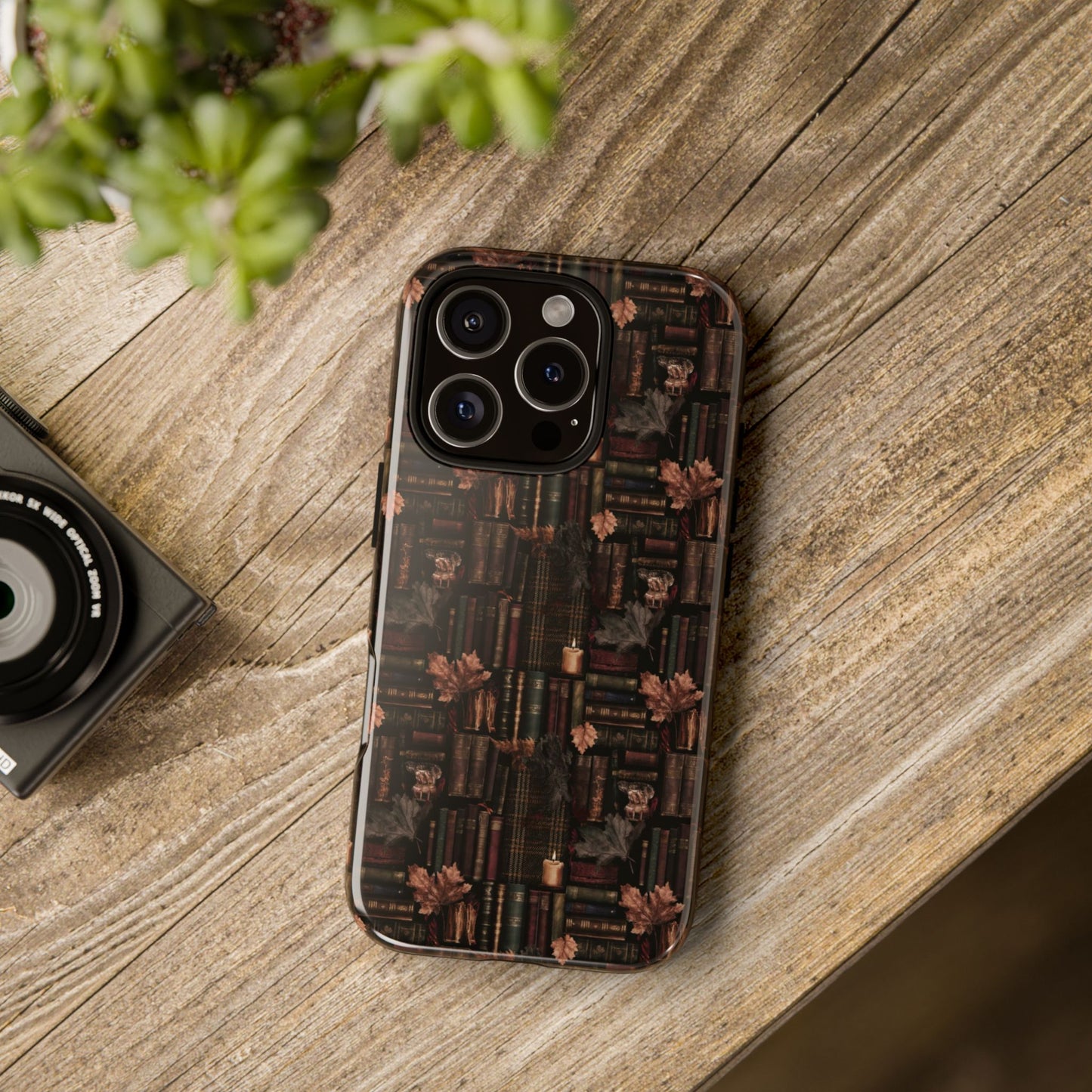 Gothic Phone Case Dark Academia Literary iPhone Samsung Cover with Books & Flowers, Phone case