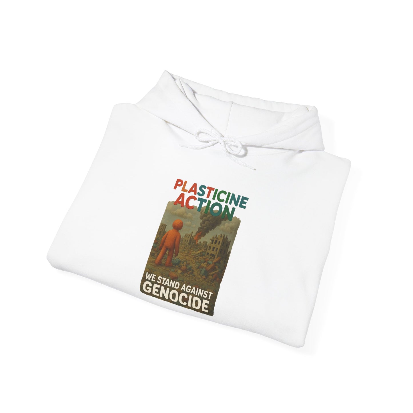 PLASTICINE ACTION Hoodie Palestine Anti Genocide hoodie Clay Art Gaza Protest Tee Human Rights Activist Gift Handmade Style Human Billboard
