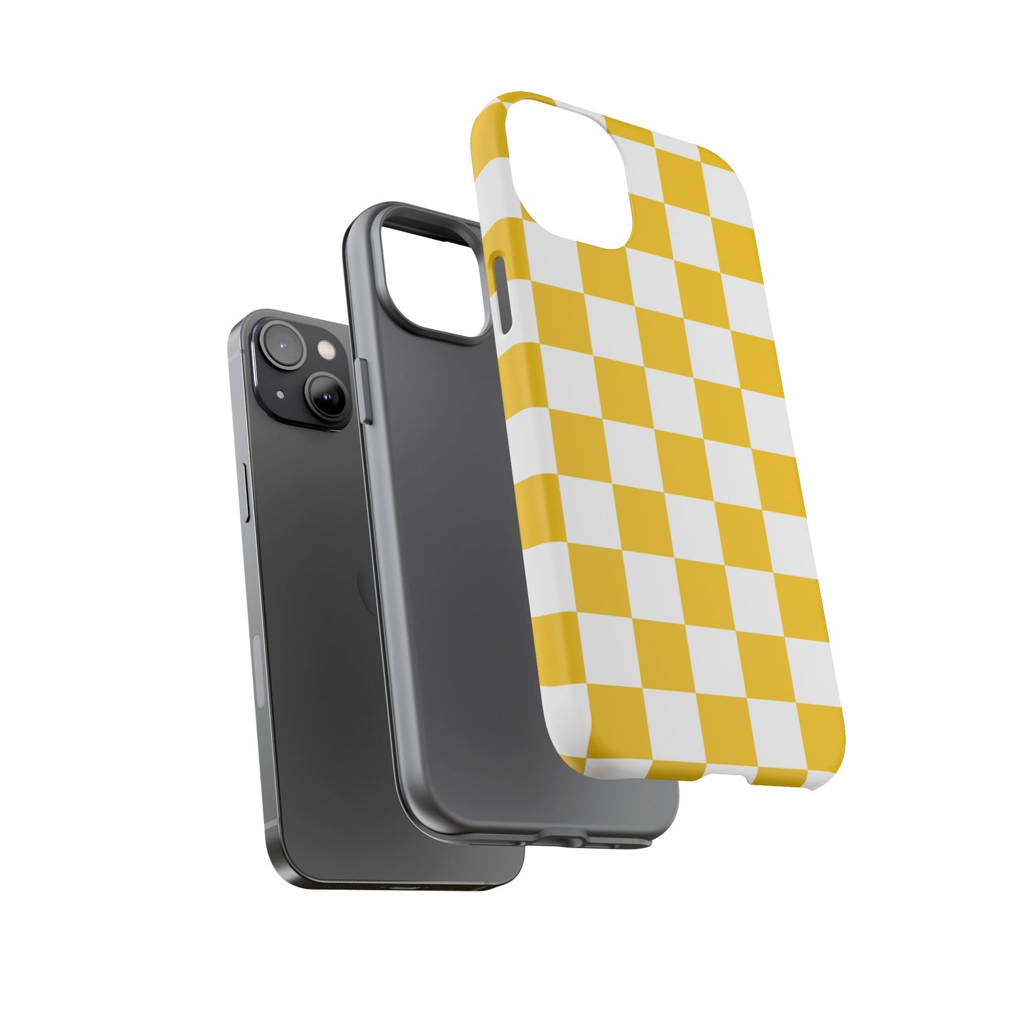 Yellow Checkered Phone Case - iPhone 17 Pro, 17, 16, 15, 14, 13, 12, 11, X, XR, XS MAX, Gift for Friends
