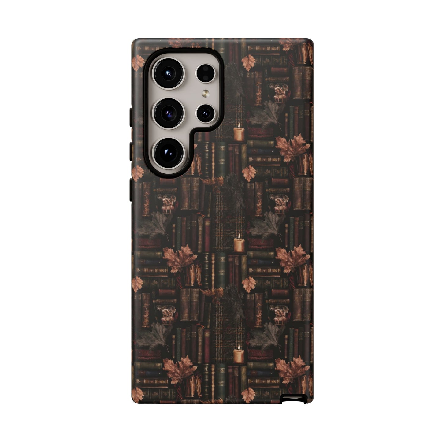 Gothic Phone Case Dark Academia Literary iPhone Samsung Cover with Books & Flowers, Phone case