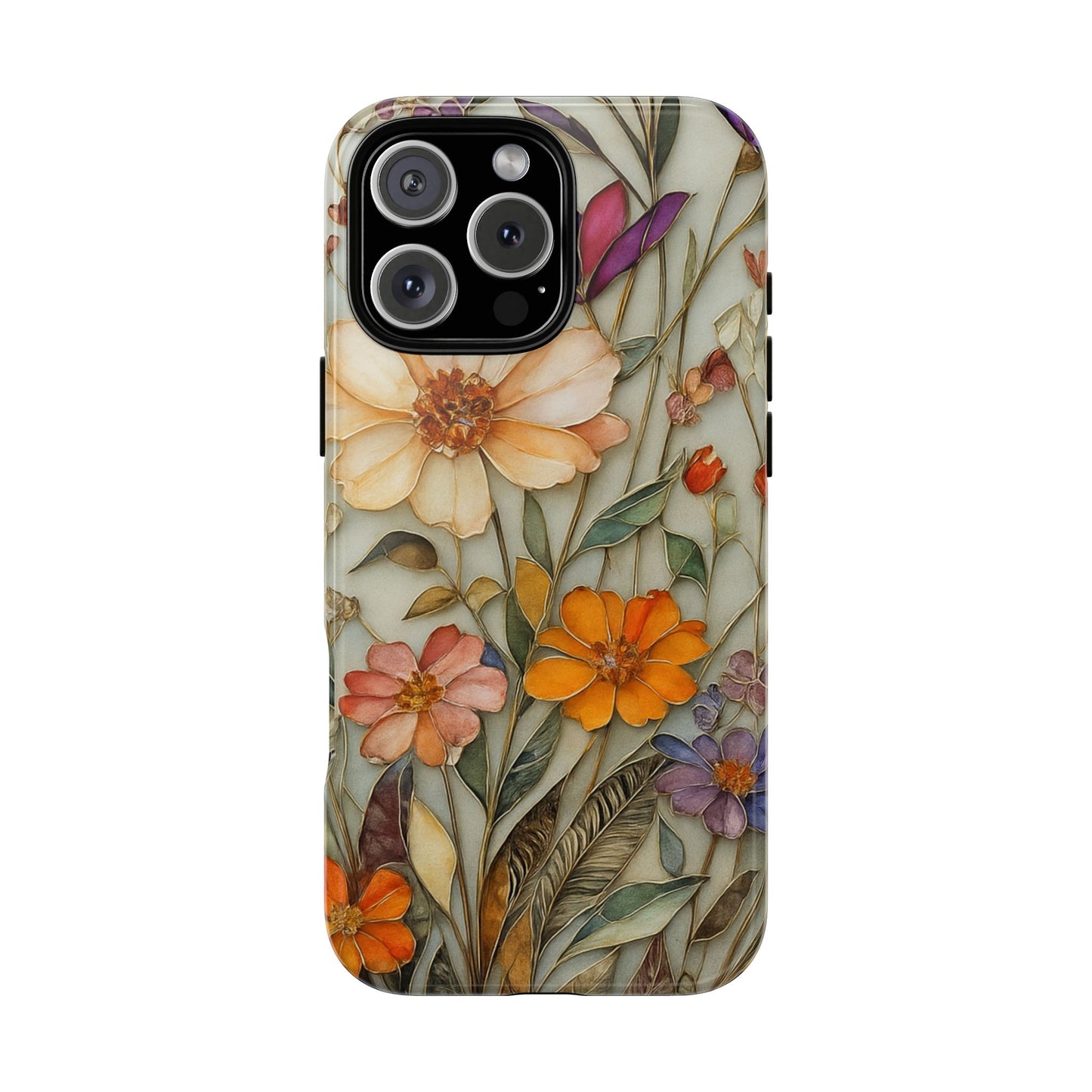 Phone case For iPhone & Samsung, Wildflower Mosaic MagSafe iPhone Case: Botanical Floral Design iPhone