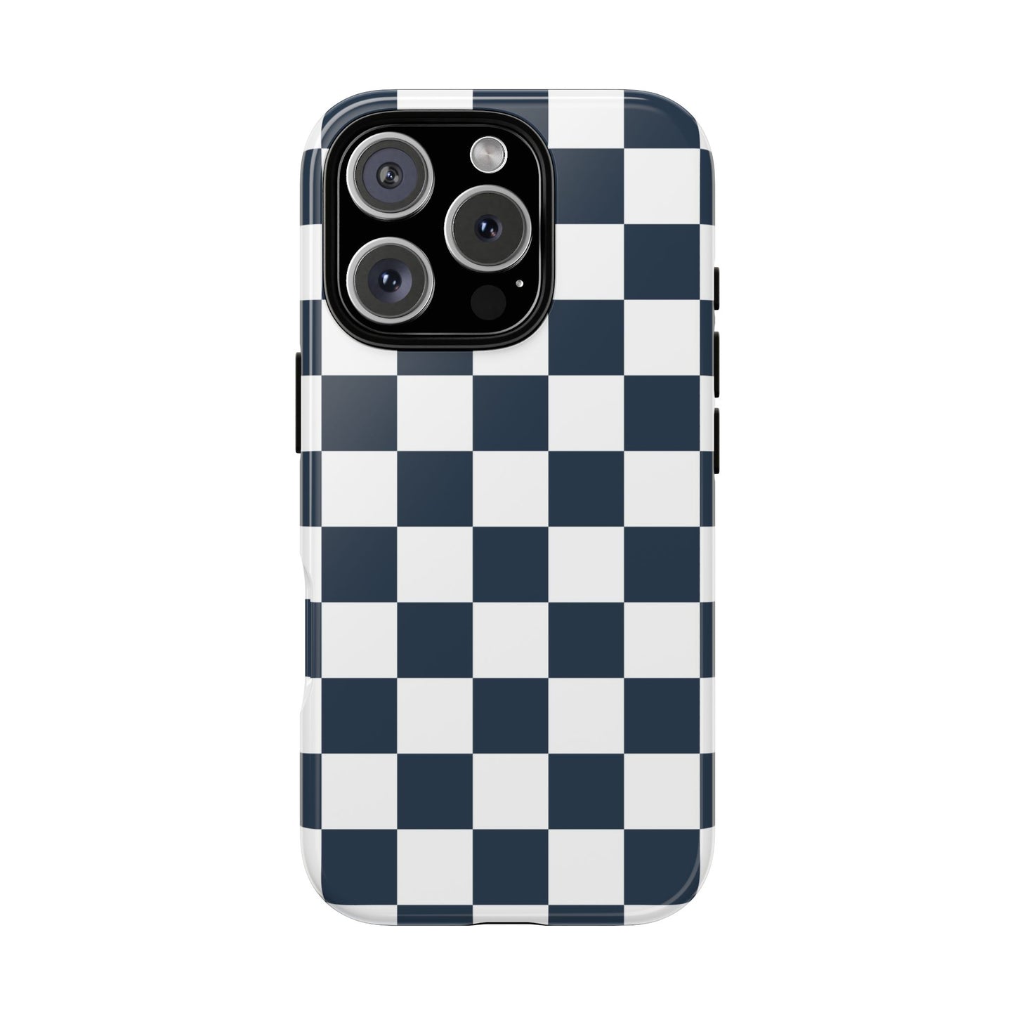 Navy Checkerboard Phone Case, iPhone 17 Pro, 17, 16, 15, 14, 13, 12, 11, X, XR, XS MAX, Tough Case for iPhone