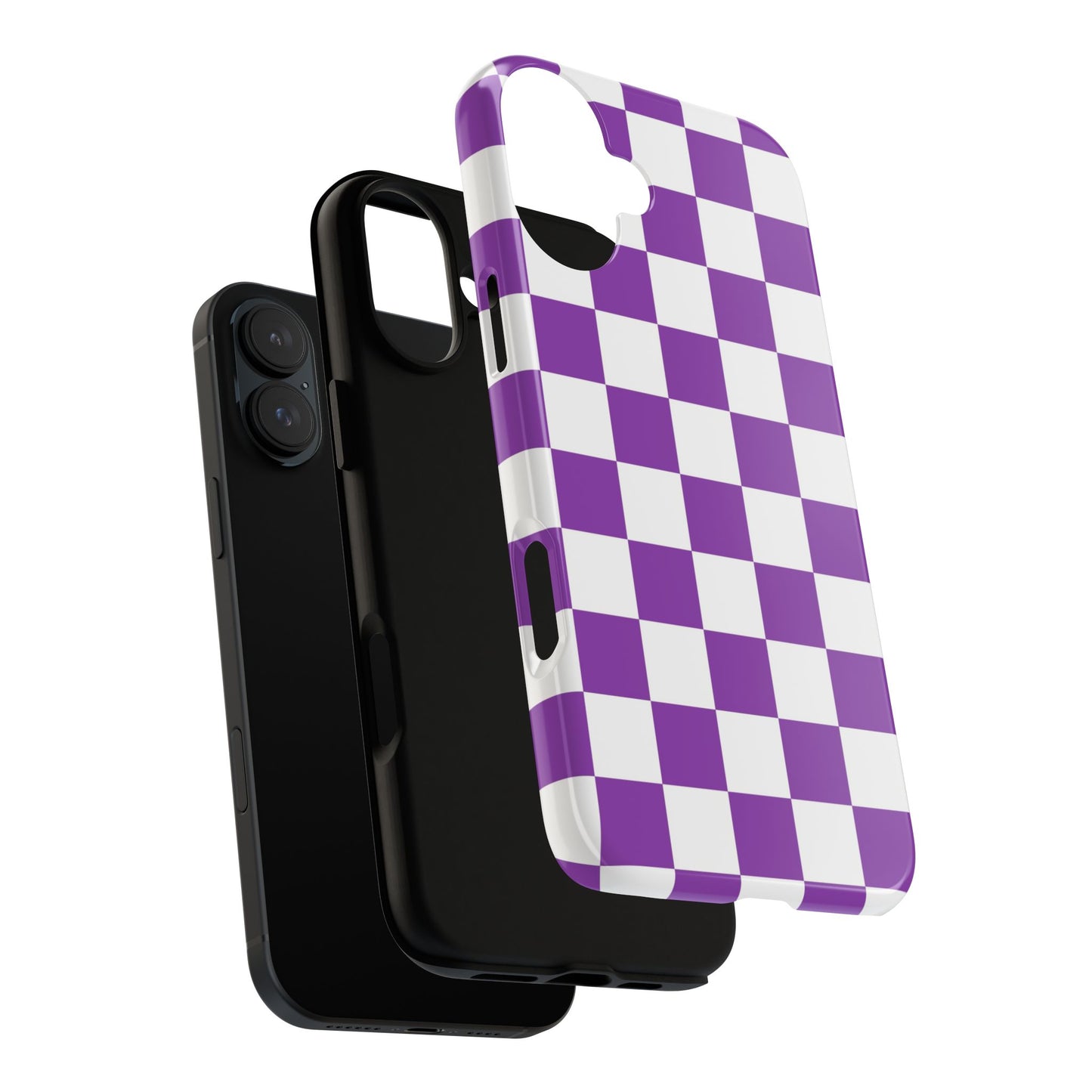 Purple Checkered Phone Case,  iPhone 17 Pro, 17, 16, 15, 14, 13, 12, 11, X, XR, XS MAX, Trendy Gift for Friends, Accessory for Occasions