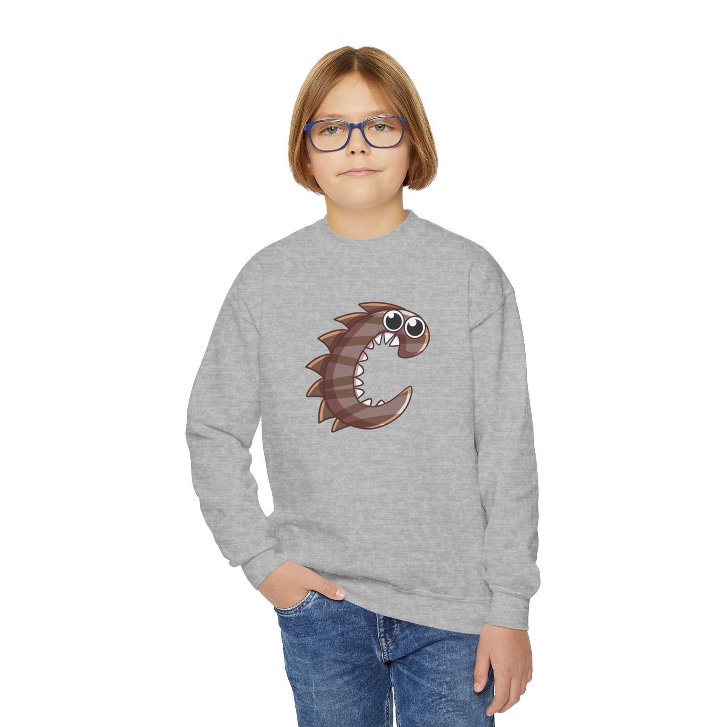 Cute Fish Graphic Youth Crewneck Sweatshirt, Fun Gift, Cozy Wear, Casual Style, Perfect for Kids, Name Initial Sweatshirt, Birthday Gift