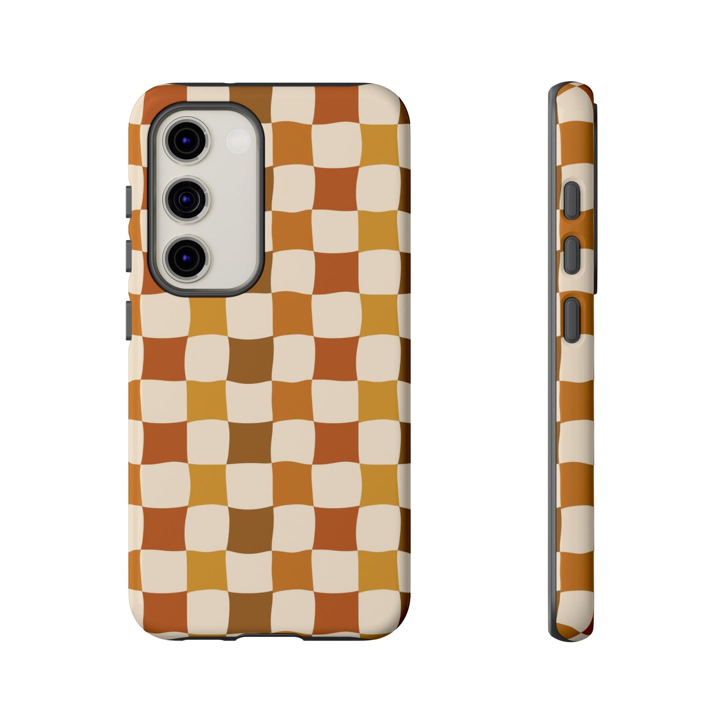 Boho Checked Phone Case, Checkerboard Design, Durable Protection, Phone Cover, Phone case For iPhone and Samsung, Trendy Phone Cover