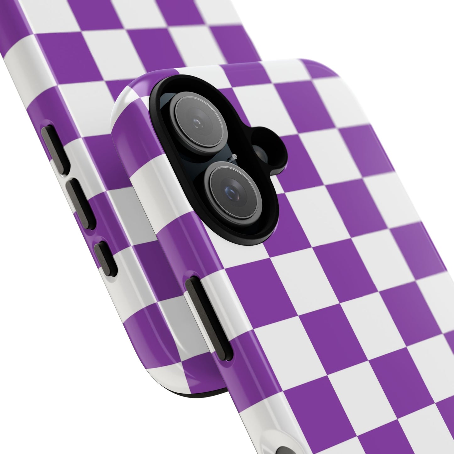 Purple Checkered Phone Case,  iPhone 17 Pro, 17, 16, 15, 14, 13, 12, 11, X, XR, XS MAX, Trendy Gift for Friends, Accessory for Occasions