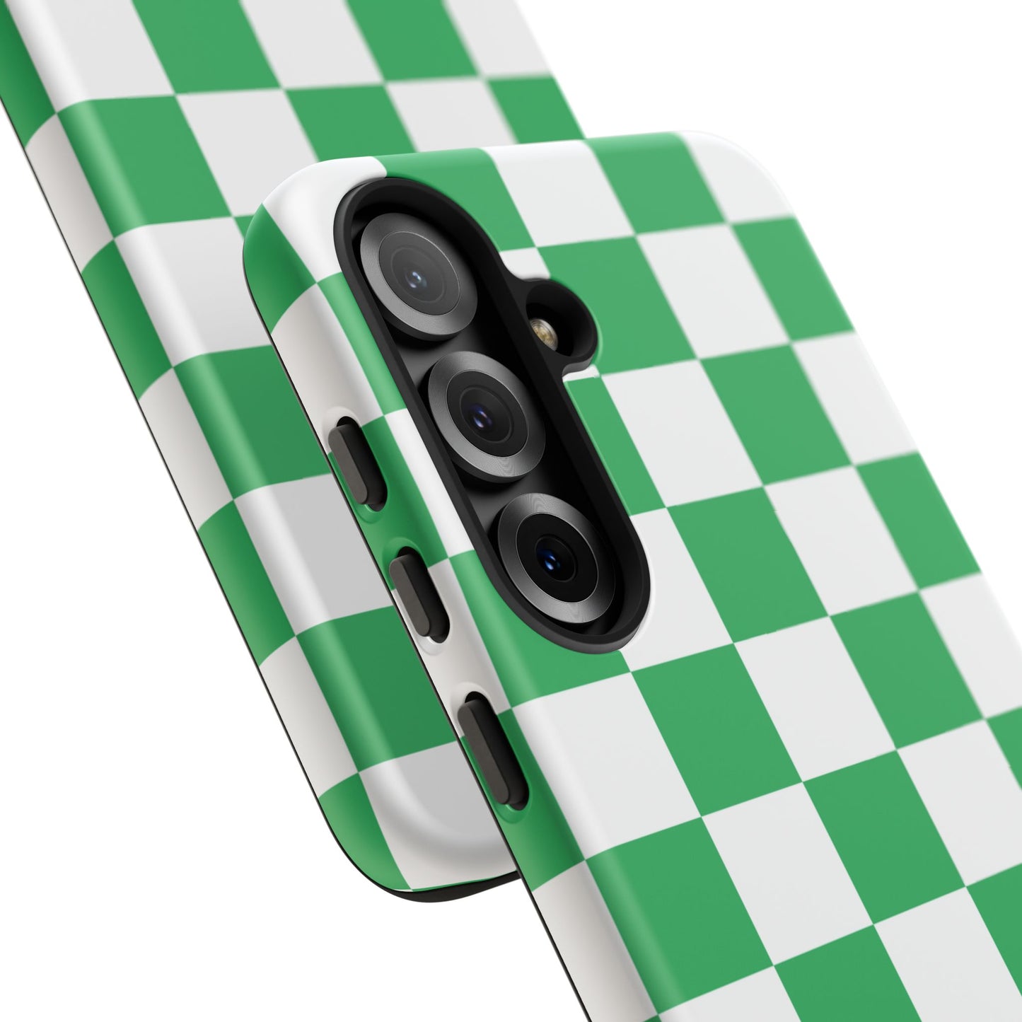 Green Checkered Phone Case, Phone Cases Samsung Galaxy S25, S25 Plus, S24, S24 Plus, S24 Ultra, S23, S22, S22 Plus, S21 Ultra, S21 FE, S20+