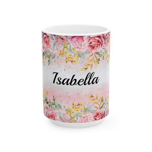 Personalized Floral Ceramic Mug, Custom Coffee Cup, Gift for Her, Birthday Mug, Cute Kitchenware, Bridesmaid Gift, Gift for Her
