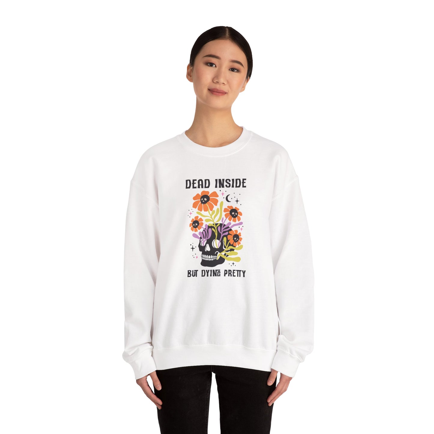 Whimsical Skull Sweatshirt, Cozy Gothic Sweatshirt, Funny Graphic Crewneck, Edgy Gift for Her, Casual Fall Fashion