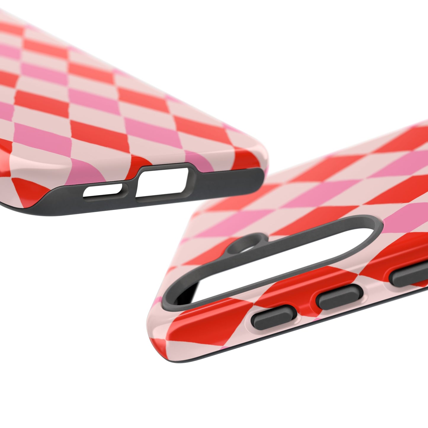 Tough Cases with Red Pink Diamonds, Retro Checkerboard iPhone Case And Samsung Case, Slim Fit Phone Case, Stylish Gift