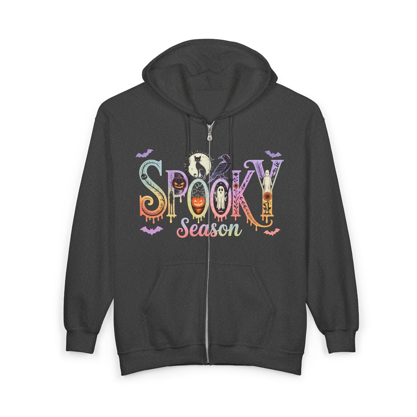 Spooky Season Full Zip Hoodie - Perfect for Halloween, Cozy Wear, Fall Fashion, Unisex Comfort, Gifting Idea