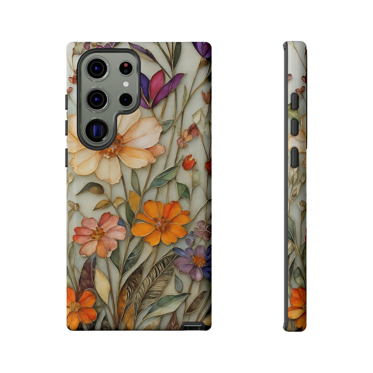 Phone case For iPhone & Samsung, Wildflower Mosaic MagSafe iPhone Case: Botanical Floral Design iPhone