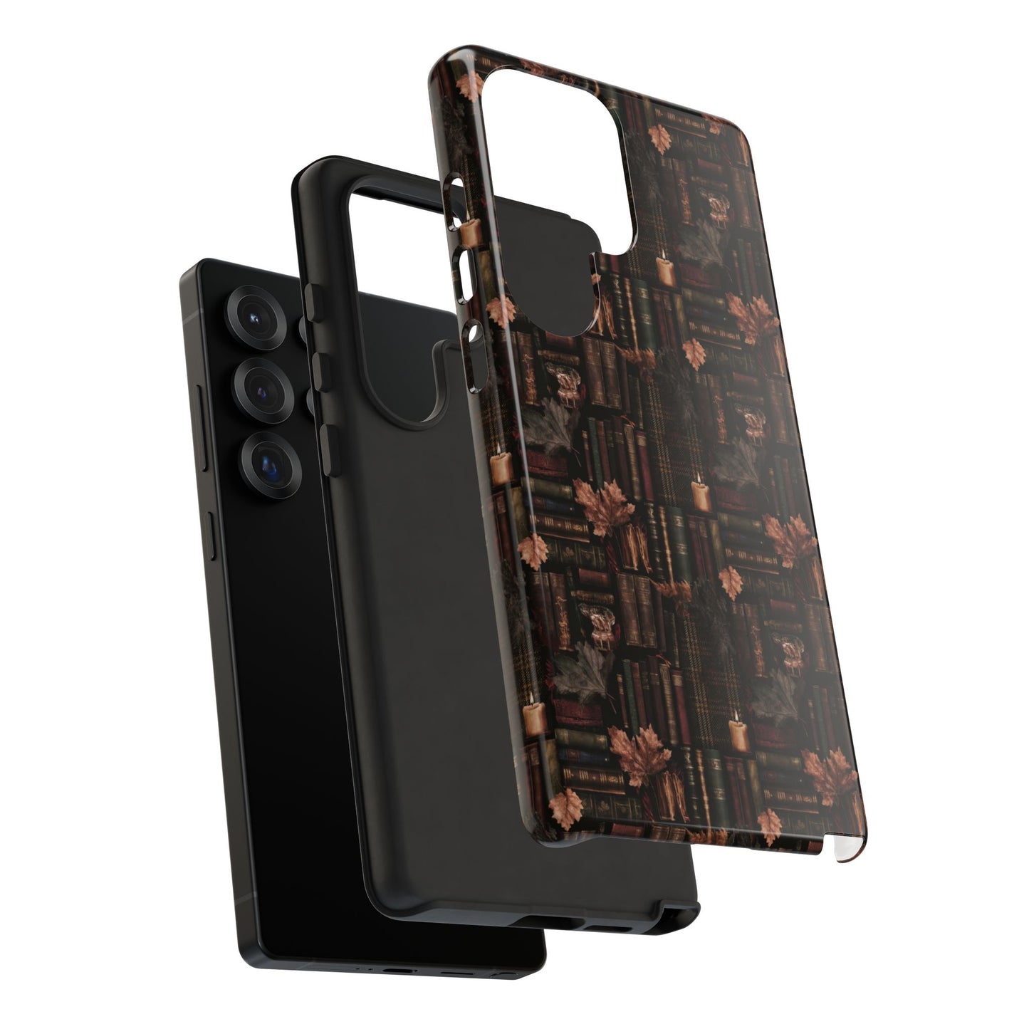 Gothic Phone Case Dark Academia Literary iPhone Samsung Cover with Books & Flowers, Phone case
