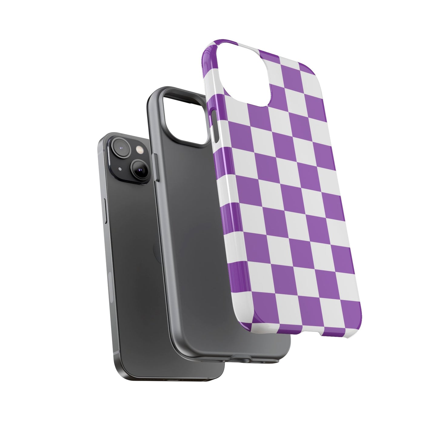 Purple Checkered Phone Case,  iPhone 17 Pro, 17, 16, 15, 14, 13, 12, 11, X, XR, XS MAX, Trendy Gift for Friends, Accessory for Occasions