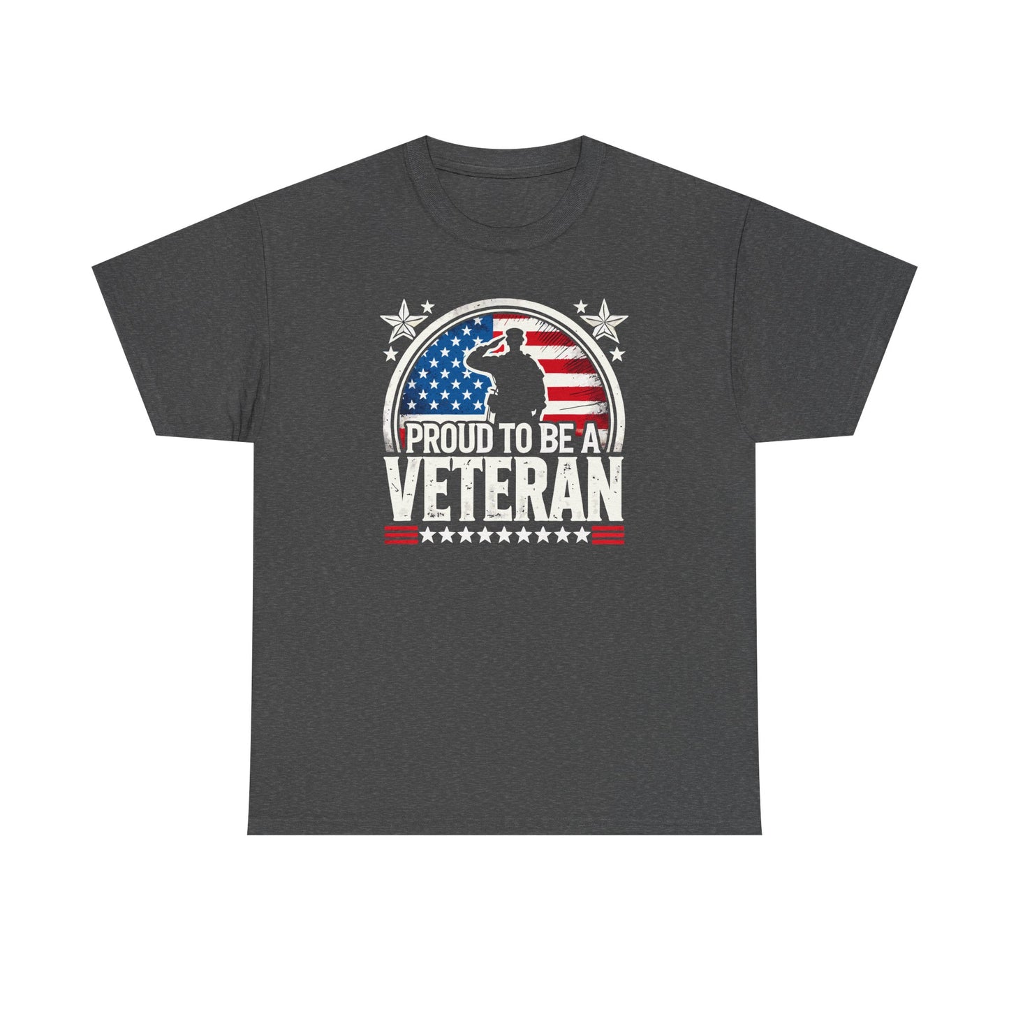 Proud Veteran Heavy Cotton Tee, Army Navy Military Shirt, Gift for Veterans, Memorial Day, Independence Day, Patriotic Apparel
