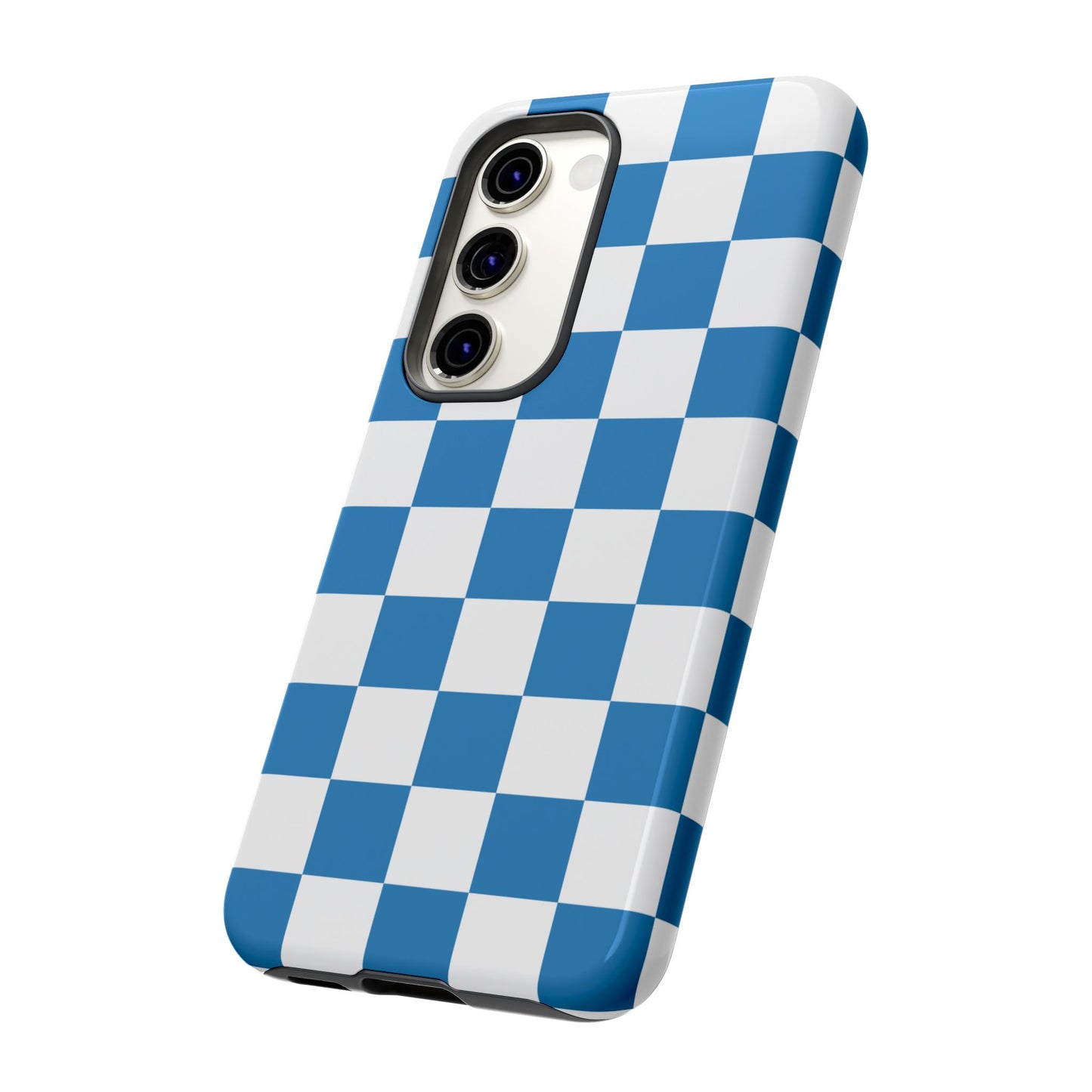 Blue Checkerboard Phone Case, Samsung Galaxy S25, S25 Plus, S24, S24 Plus, S24 Ultra, S23, S22, S22 Plus, S21 Ultra, S21 FE, S20+