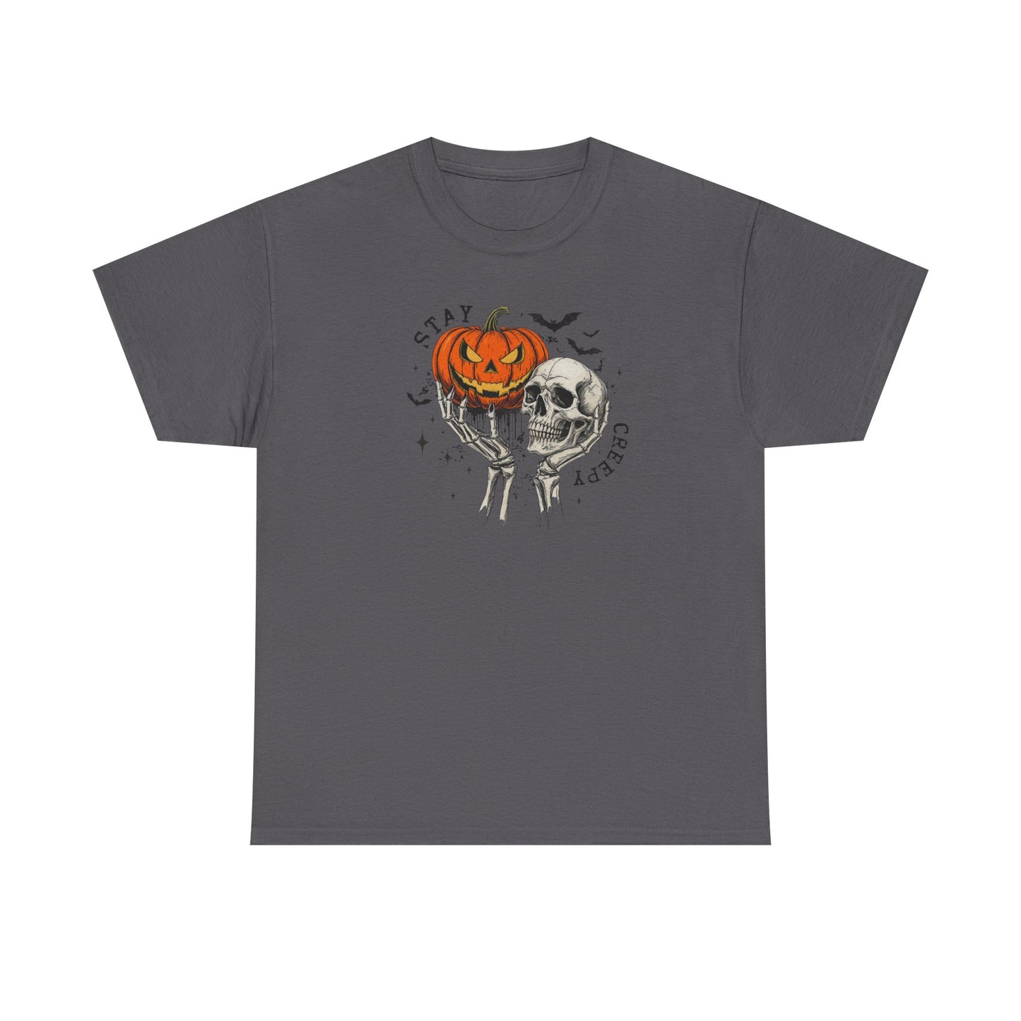 Halloween Skull Pumpkin Tee, Spooky Cotton Shirt, Halloween Costume, Fall Apparel, Gifting for Costume Parties