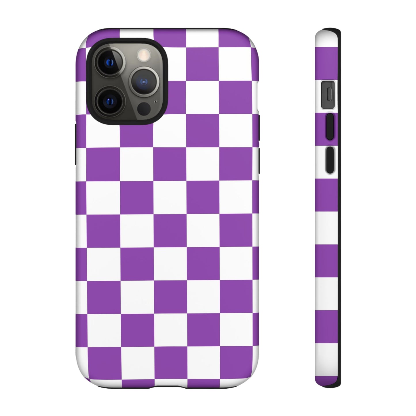 Purple Checkered Phone Case,  iPhone 17 Pro, 17, 16, 15, 14, 13, 12, 11, X, XR, XS MAX, Trendy Gift for Friends, Accessory for Occasions