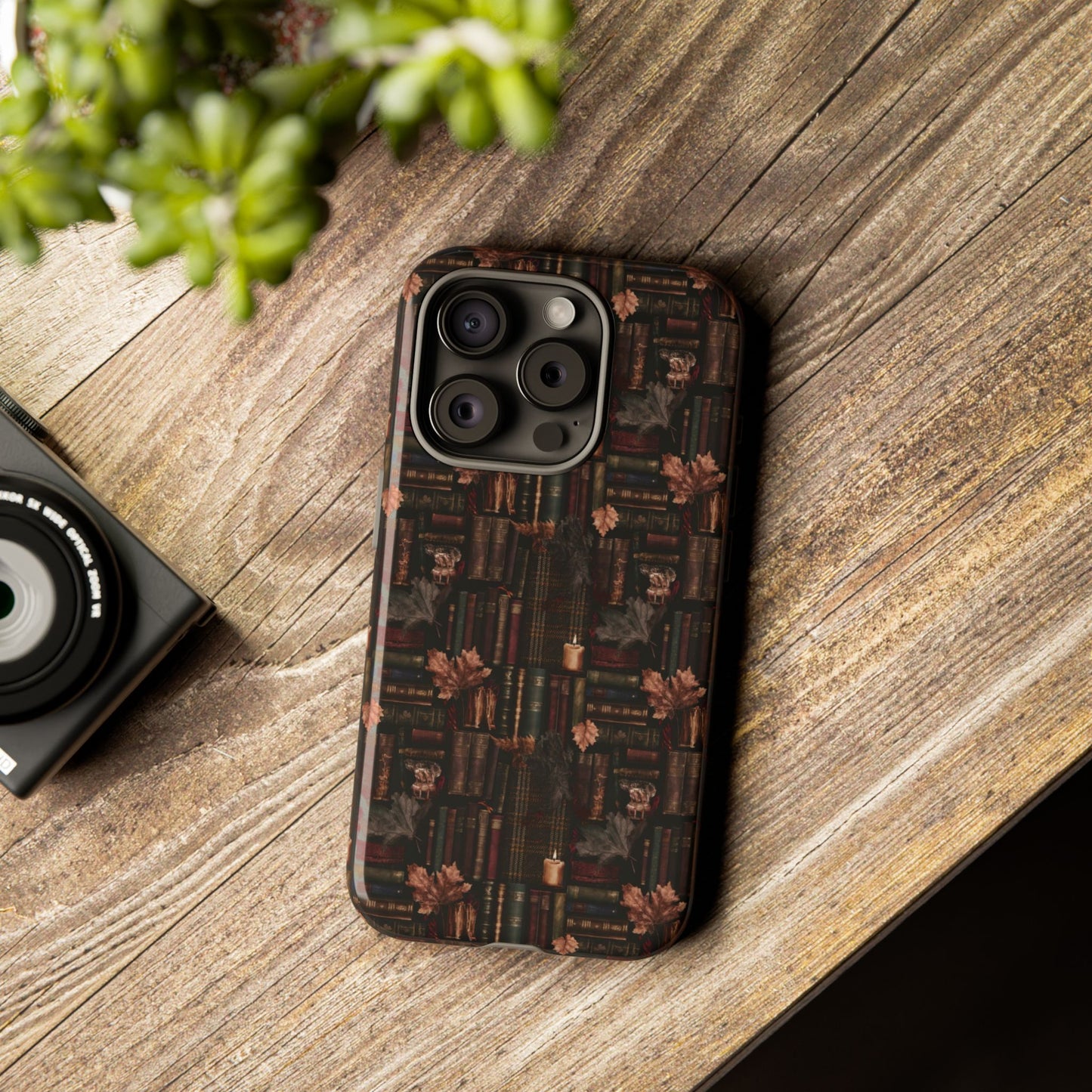 Gothic Phone Case Dark Academia Literary iPhone Samsung Cover with Books & Flowers, Phone case