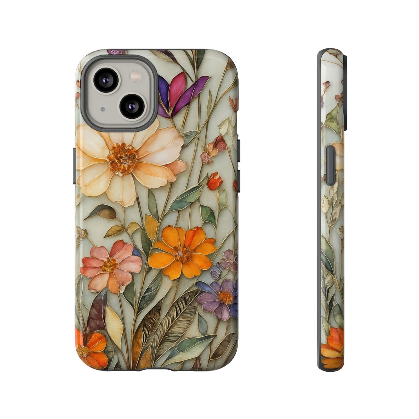 Phone case For iPhone & Samsung, Wildflower Mosaic MagSafe iPhone Case: Botanical Floral Design iPhone