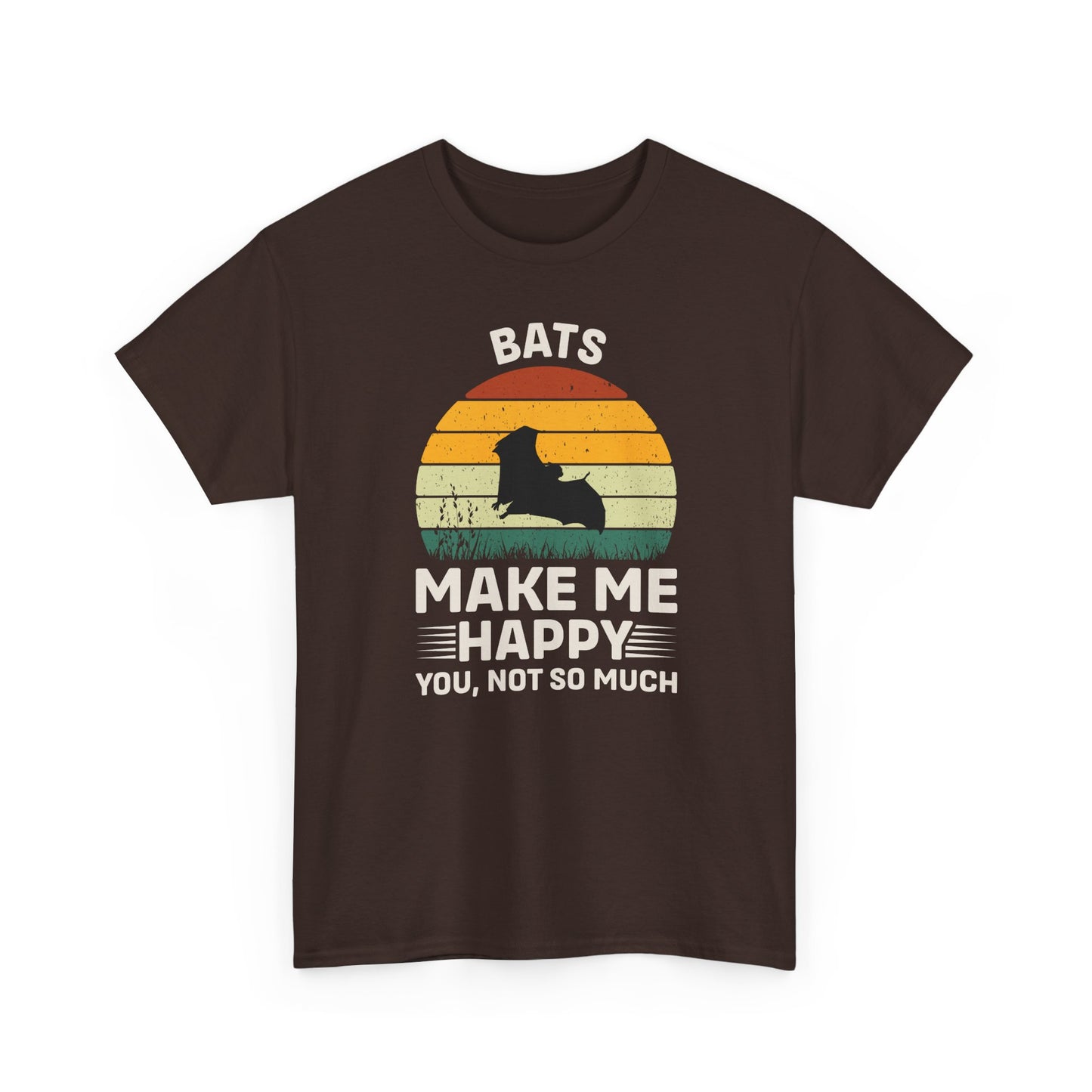 Bats Make Me Happy Unisex Heavy Cotton Tee, Funny Graphic Tee, Lovers Gift, Halloween Apparel, Everyday Casual Wear, Nature