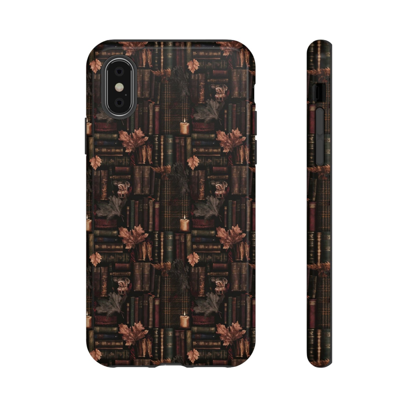 Gothic Phone Case Dark Academia Literary iPhone Samsung Cover with Books & Flowers, Phone case