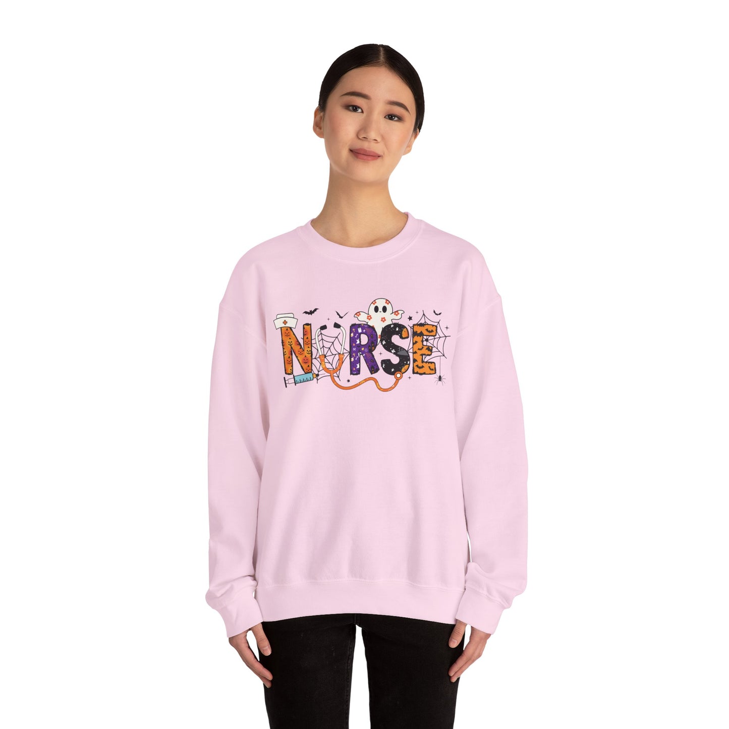 Nurse Themed Crewneck Sweatshirt - Cozy Nursing Apparel, Perfect Gift for Healthcare Workers, Halloween Style, Comfortable Unisex
